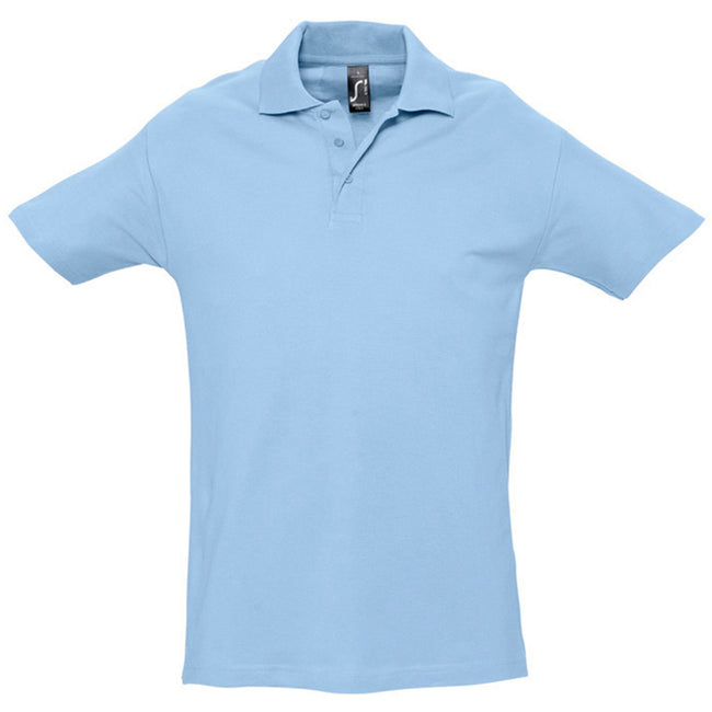 Sky Blue - Front - SOLS Mens Spring II Short Sleeve Heavyweight Polo Shirt