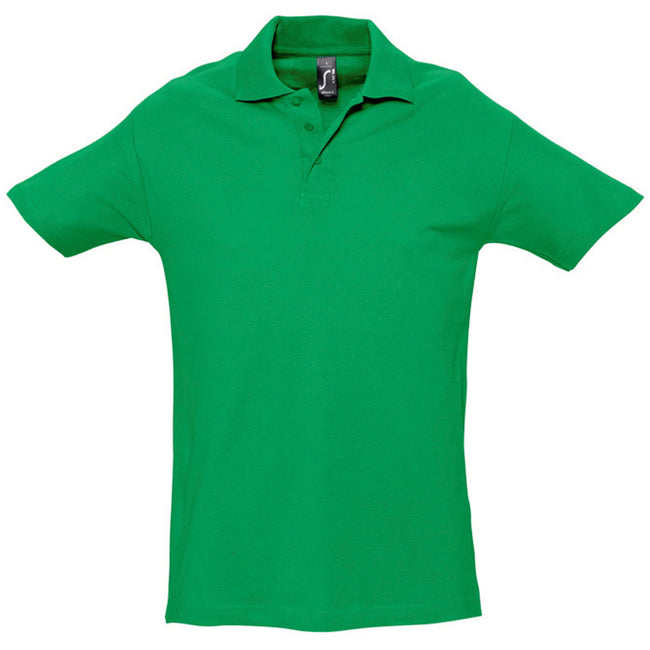 Kelly Green - Front - SOLS Mens Spring II Short Sleeve Heavyweight Polo Shirt