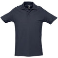 Navy - Front - SOLS Mens Spring II Short Sleeve Heavyweight Polo Shirt