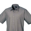 Dark Grey - Back - Premier Mens Short Sleeve Poplin Shirt