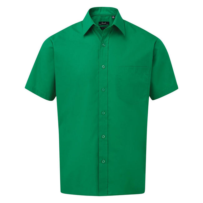 Emerald - Front - Premier Mens Short Sleeve Poplin Shirt