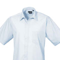 Light Blue - Back - Premier Mens Short Sleeve Poplin Shirt