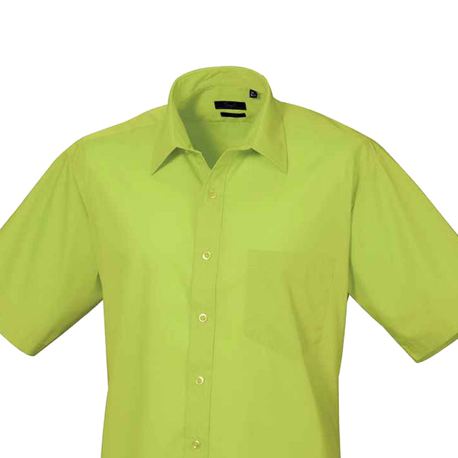 Lime - Back - Premier Mens Short Sleeve Poplin Shirt