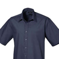 Navy - Back - Premier Mens Short Sleeve Poplin Shirt