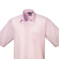 Pink - Back - Premier Mens Short Sleeve Poplin Shirt