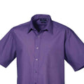 Purple - Back - Premier Mens Short Sleeve Poplin Shirt