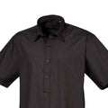 Black - Back - Premier Mens Short Sleeve Poplin Shirt