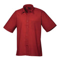 Burgundy - Front - Premier Mens Short Sleeve Poplin Shirt