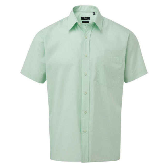 Aqua - Front - Premier Mens Short Sleeve Poplin Shirt