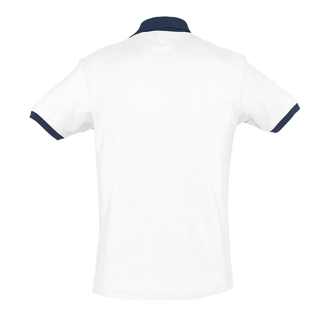 White-French Navy - Back - SOLS Prince Unisex Contrast Pique Short Sleeve Cotton Polo Shirt