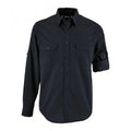Dark Blue - Front - SOLS Mens Burma Roll Sleeve Poplin Shirt