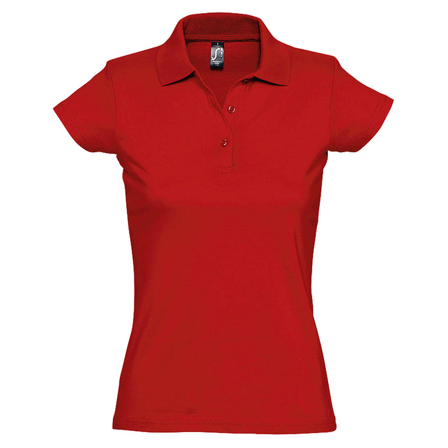 Red - Front - SOLS Womens-Ladies Prescott Short Sleeve Jersey Polo Shirt