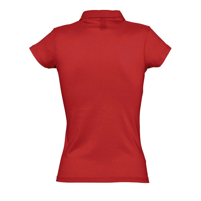 Red - Back - SOLS Womens-Ladies Prescott Short Sleeve Jersey Polo Shirt