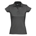 Dark Grey - Front - SOLS Womens-Ladies Prescott Short Sleeve Jersey Polo Shirt