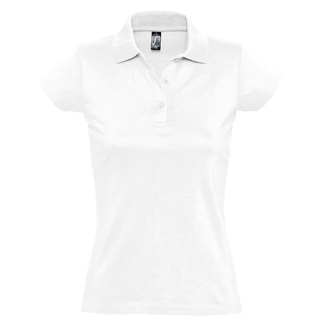 White - Front - SOLS Womens-Ladies Prescott Short Sleeve Jersey Polo Shirt