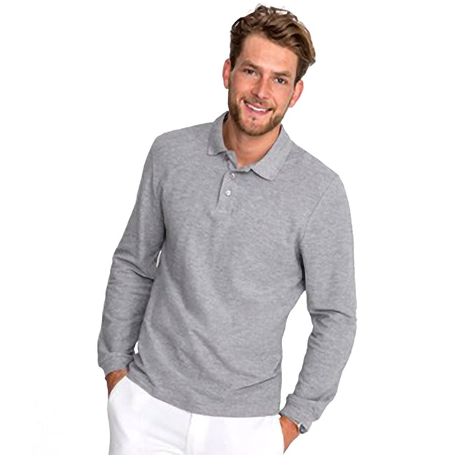 Grey Marl - Back - SOLS Mens Winter II Long Sleeve Pique Cotton Polo Shirt