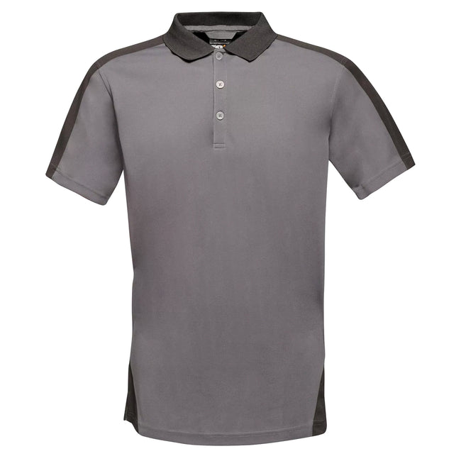 Seal Grey-Black - Front - Regatta Contrast Coolweave Pique Polo Shirt