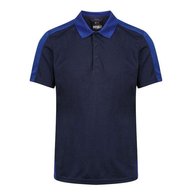 Navy-New Royal - Front - Regatta Contrast Coolweave Pique Polo Shirt
