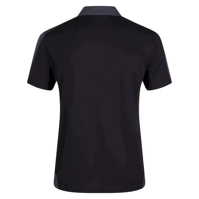 Black-Seal Grey - Back - Regatta Contrast Coolweave Pique Polo Shirt