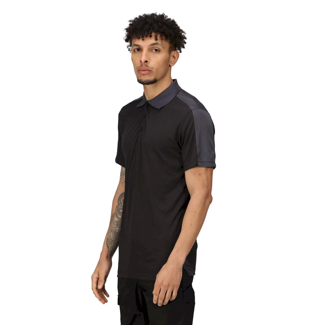 Black-Seal Grey - Lifestyle - Regatta Contrast Coolweave Pique Polo Shirt
