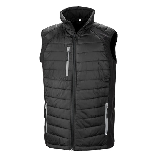 Black-Grey - Front - Result Mens Black Compass Padded Soft Shell Gilet