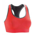 Hot Coral-Phantom Grey - Front - Spiro Womens-Ladies Fitness Cool Compression Sports Bra