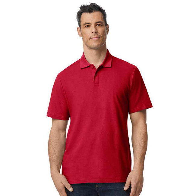 Cherry Red - Front - Gildan Mens SoftStyle Double Pique Polo Shirt