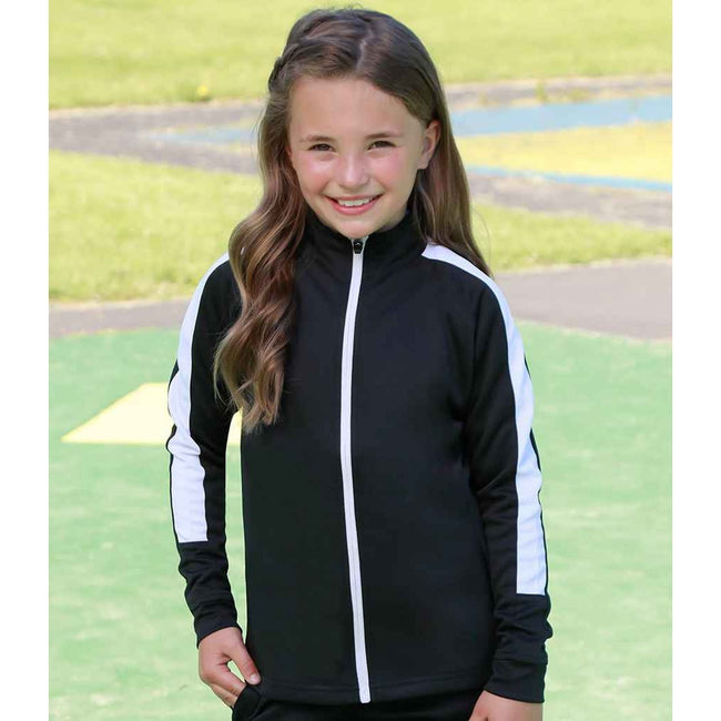 Black-White - Side - Finden And Hales Kids Knitted Tracksuit Top