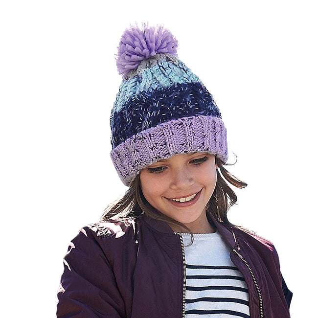 Lavender Fizz - Back - Beechfield Junior Corkscrew Pom Pom Beanie