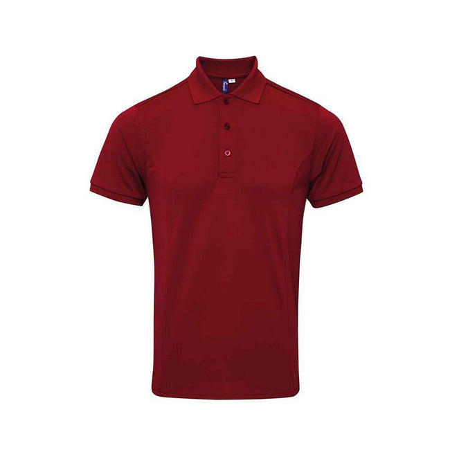 Burgundy - Front - Premier Mens Coolchecker Plus Piqu Polo Shirt