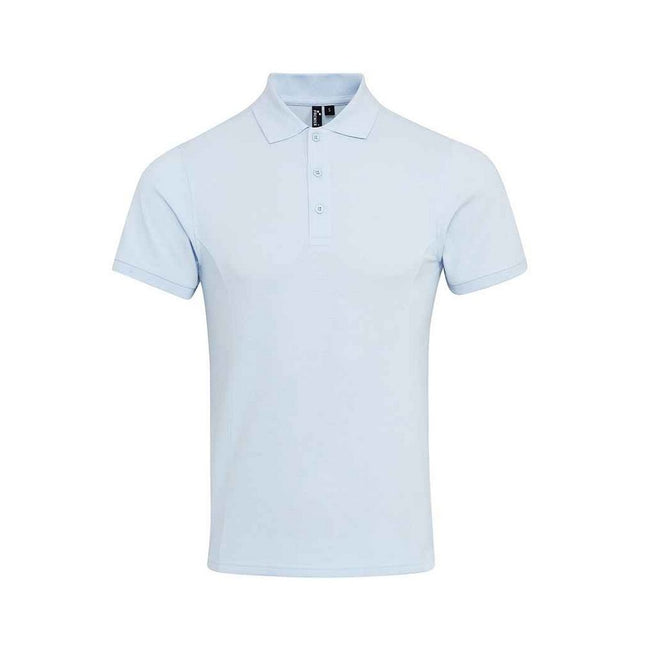 Light Blue - Front - Premier Mens Coolchecker Plus Piqu Polo Shirt