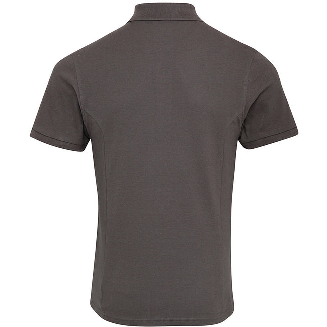 Dark Grey - Back - Premier Mens Coolchecker Plus Piqu Polo Shirt