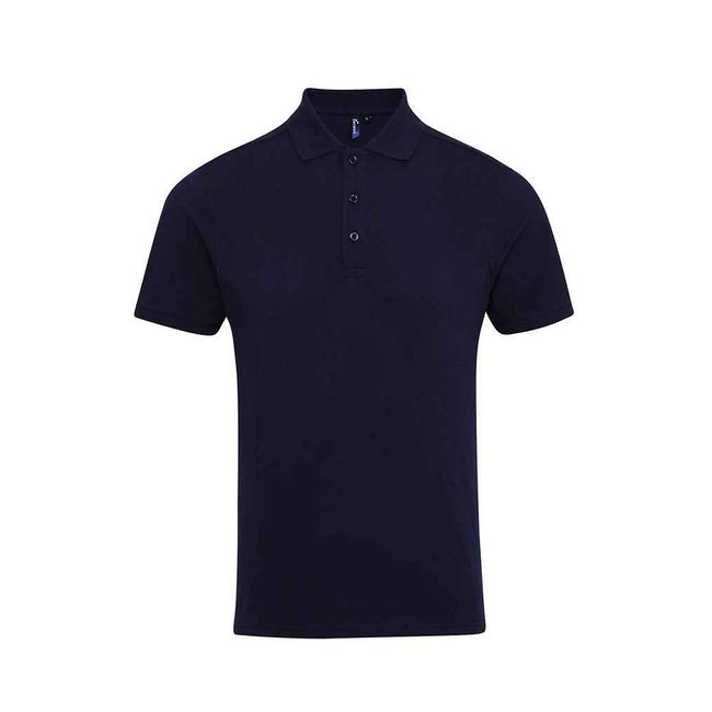 Navy - Front - Premier Mens Coolchecker Plus Piqu Polo Shirt