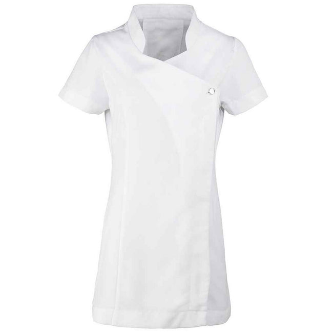White - Front - Premier Womens-Ladies Blossom Short Sleeve Tunic