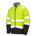 Fluorescent Yellow-Black - Front - Result Adults Safe-Guard Safety Soft Shell Jacket