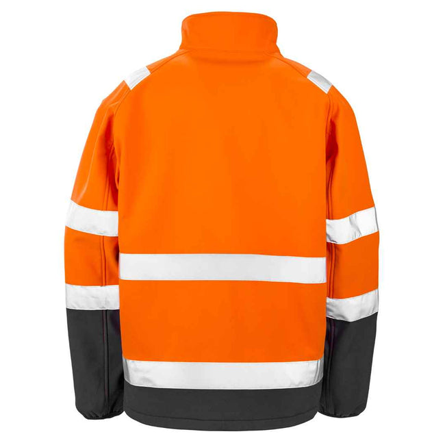 Fluorescent Orange-Black - Back - Result Adults Safe-Guard Safety Soft Shell Jacket