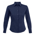 Dark Blue - Front - SOLS Womens-Ladies Eden Long Sleeve Fitted Work Shirt