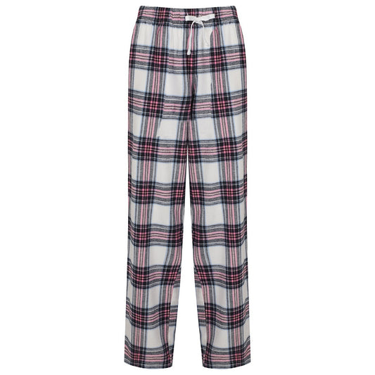 White-Pink - Front - SF Womens-Ladies Tartan Lounge Pants
