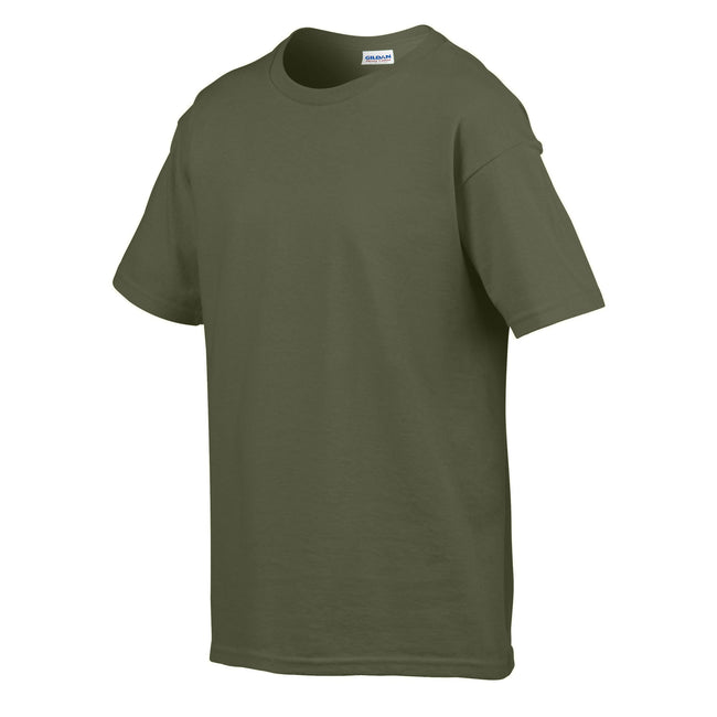 Military Green - Side - Gildan Childens-Kids SoftStyle Ringspun T-Shirt