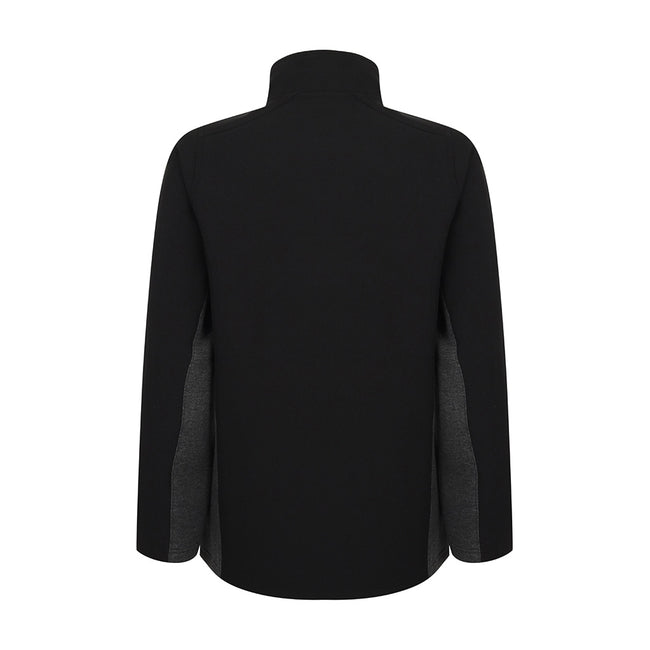 Black-Charcoal - Side - Henbury Adults Unisex Contrast Soft Shell Jacket