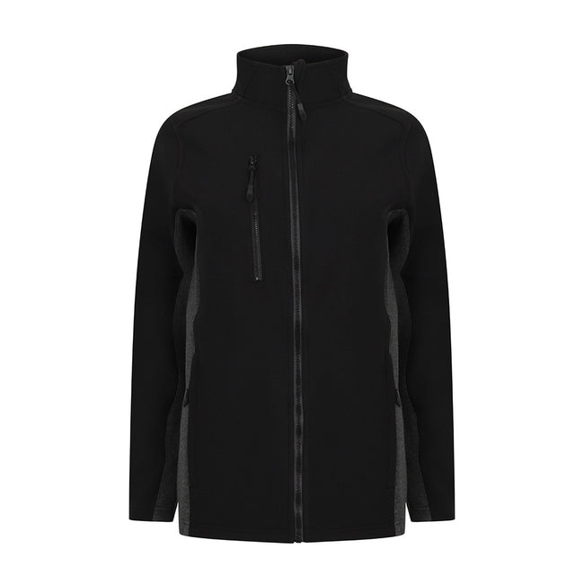 Black-Charcoal - Front - Henbury Adults Unisex Contrast Soft Shell Jacket