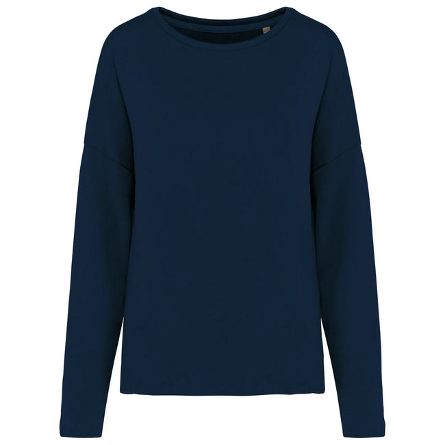 Navy - Front - Kariban Womens-Ladies Oversized Sweatshirt