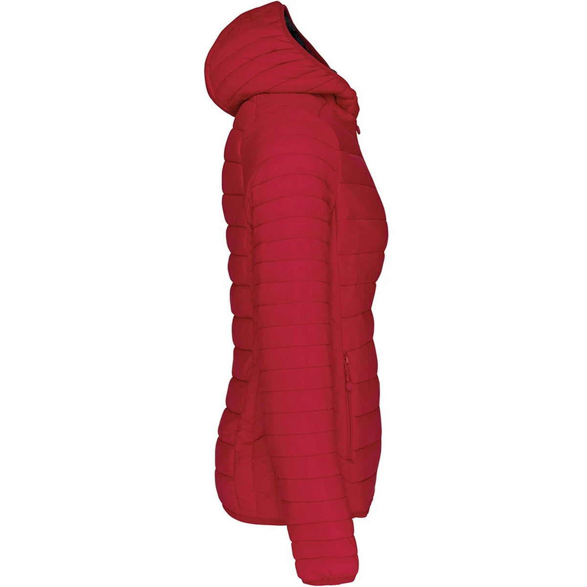 Red - Side - Kariban Womens-Ladies Lightweight Hooded Padded Jacket