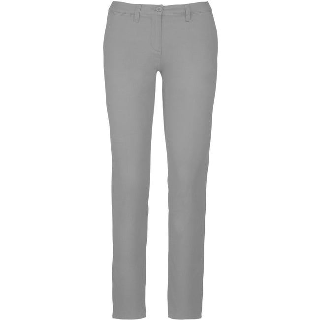 Fine Grey - Front - Kariban Womens-Ladies Chino Trousers