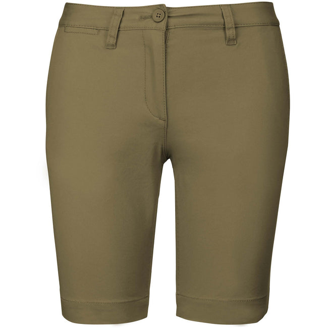 Light Khaki - Front - Kariban Womens-Ladies Chino Bermuda Shorts