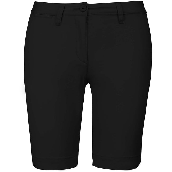 Black - Front - Kariban Womens-Ladies Chino Bermuda Shorts