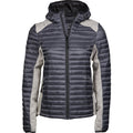Space Grey-Grey Melange - Front - Tee Jays Womens-Ladies Crossover Hooded Padded Outdoor Jacket