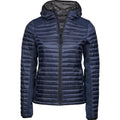 Navy-Navy Melange - Front - Tee Jays Womens-Ladies Crossover Hooded Padded Outdoor Jacket