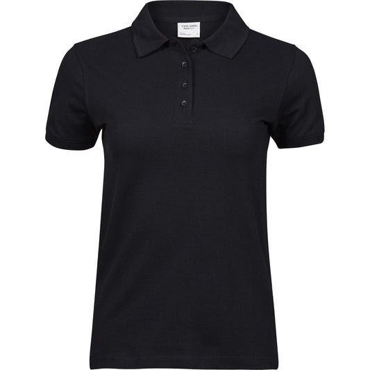 Black - Front - Tee Jays Womens-Ladies Heavy Cotton Pique Polo Shirt