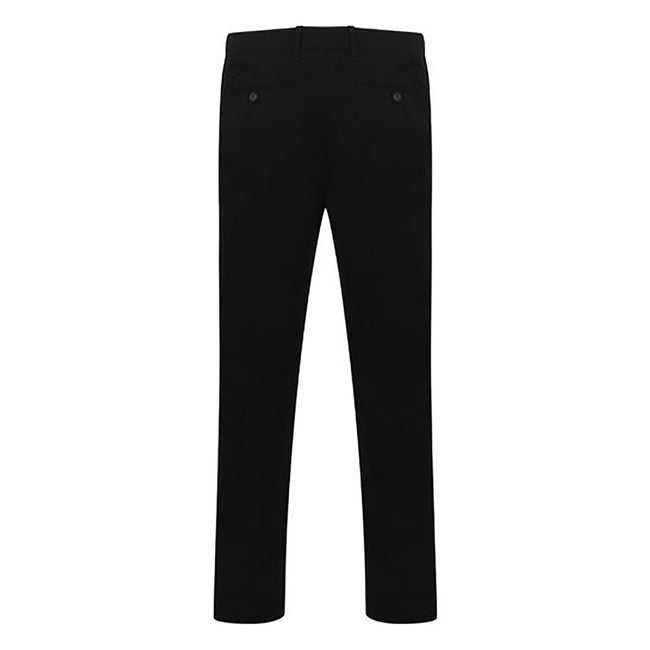 Navy - Side - Henbury Mens Stretch Flex Waistband Chino Trousers